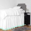 100% Egyptian Cotton, 800 Thread Count, White/Aqua Blue Split Corner Two Tone Ruffle Dorm Room Bed Skirt with Three Side Coverage in - Full Size (54" x 80"+ 60" inch) view 2