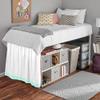100% Egyptian Cotton, 800 Thread Count, White/Aqua Blue Split Corner Two Tone Ruffle Dorm Room Bed Skirt with Three Side Coverage in - Full Size (54" x 80"+ 60" inch) view 3