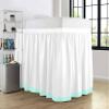 100% Egyptian Cotton, 800 Thread Count, White/Aqua Blue Split Corner Two Tone Ruffle Dorm Room Bed Skirt with Three Side Coverage in - Full Size (54" x 80"+ 60" inch) view 4