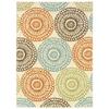 HomeRoots Polypropylene 5x8 Beige and Blue Medallion Indoor Outdoor Area Rug view 1