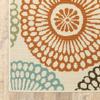 HomeRoots Polypropylene 5x8 Beige and Blue Medallion Indoor Outdoor Area Rug view 3