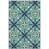 HomeRoots Polypropylene 5x8 Blue and Green Floral Indoor Outdoor Area Rug view 1