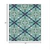 HomeRoots Polypropylene 5x8 Blue and Green Floral Indoor Outdoor Area Rug view 2