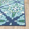 HomeRoots Polypropylene 5x8 Blue and Green Floral Indoor Outdoor Area Rug view 3