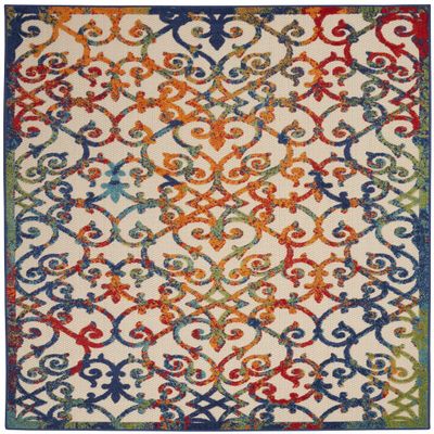 HomeRoots Multicolor 100% Polypropylene 6 x 9 Rainbow Colored Indoor Outdoor Area Rug