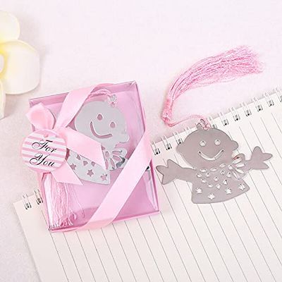 Crysdaralovebi 20pcs Metal Bookmark with Tassel Book Markers Wedding Souvenirs Baby Shower Baptism Party Favors and Gifts (17)