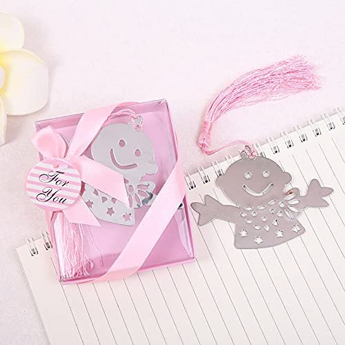 Crysdaralovebi 20pcs Metal Bookmark with Tassel Book Markers Wedding Souvenirs Baby Shower Baptism Party Favors and Gifts (17)