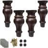 Solid Wood Furniture Legs,European Retro/Bun Feet Replacement Couch Chair Ottoman/Loveseat Coffee Table Cabinet TV Stand Dresser Wood Legs with Screws Set of 4 (Size : 15cm) view 1