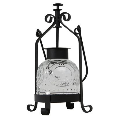 Candelabras Glass Shade Candle Holder Ornaments Nordic Romantic Candlelight Dinner Props Portable Candle Light Retro Vintage Iron Oil Lamp (Color : Black, Size : 1124cm)
