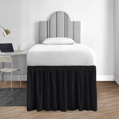 1000 Series College Dorm Room Bedskirts Twin XL Extra Long Ruffled with Split Corner Elegant Design Premium Brushed Microfiber Tailored Drop Easy Care Wrinkle Free - Twin-XL - 36" Drop, Black