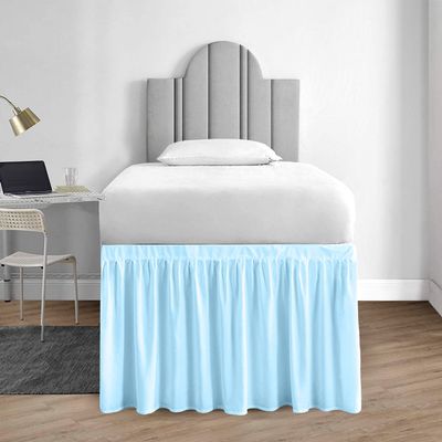 1000 Series College Dorm Room Bedskirts Twin XL Extra Long Ruffled with Split Corner Elegant Design Premium Brushed Microfiber Tailored Drop Easy Care Wrinkle Free - Twin-XL - 56" Drop, Light Blue