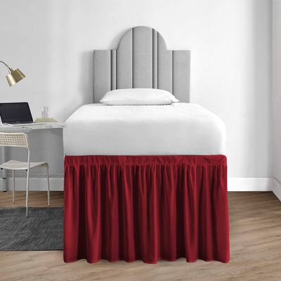 1000 Series College Dorm Room Bedskirts Twin XL Extra Long Ruffled with Split Corner Elegant Design Premium Brushed Microfiber Tailored Drop Easy Care Wrinkle Free - Twin-XL - 60" Drop, Burgundy