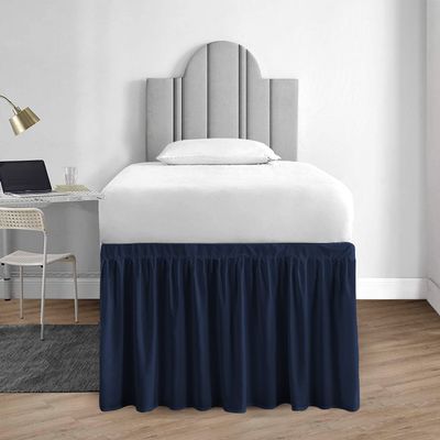 1000 Series College Dorm Room Bedskirts Twin XL Extra Long Ruffled with Split Corner Elegant Design Premium Brushed Microfiber Tailored Drop Easy Care Wrinkle Free - Twin-XL - 42" Drop, Navy