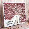 456Yedda Custom Wedding Guest Book Alternative Red White Theme 3D Guestbook Wooden Sign Personalized Modern Ideas Unique Tree, Pink,40x60(16x24in) view 1
