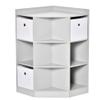 HOMCOM Kids Corner Cabinet, Cubby Toy Storage Organizer, Bookshelf Unit with Three Baskets for Playroom, Bedroom, Living Room, Grey view 1
