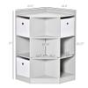 HOMCOM Kids Corner Cabinet, Cubby Toy Storage Organizer, Bookshelf Unit with Three Baskets for Playroom, Bedroom, Living Room, Grey view 3