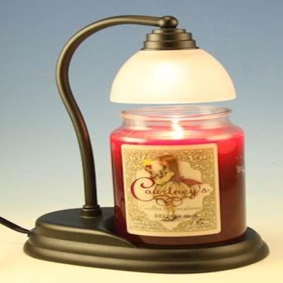 Aurora Black Candle Lamp Warmer and Courtneys 26 oz Candle - Lemon Flower