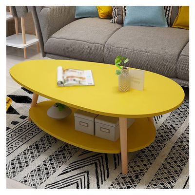 MIAOQINQIN Room Coffee Table Coffee Table 2-Layer Industrial Cocktail Table Multifunction Sturdy Storage Rack, Used for Bedroom Living Room Tea Table TV Table Snack End Tables (Color : Yellow)