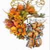 Fall Buffalo Check Gather Grapevine Wreath view 1