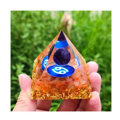 TYZK Meditation Orgone Pyramid Crystals Constellation Orgonite Pyramid, Natural Stone Crystal Home Decor (Color : Cancer)