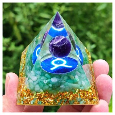 TYZK Meditation Orgone Pyramid Crystals Constellation Orgonite Pyramid, Natural Stone Crystal Home Decor (Color : Taurus)