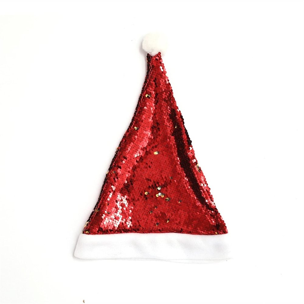 LLSDHA Shining Sequin Funny Party Hats for Adults and Kids Christmas Xmas Santa Hat Cap for Christmas New Year Festival Holiday Party (Color : Red)