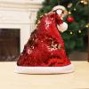 LLSDHA Shining Sequin Funny Party Hats for Adults and Kids Christmas Xmas Santa Hat Cap for Christmas New Year Festival Holiday Party (Color : Red) view 2
