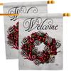 Winter Berries Wreath House Flags 2 pcs Pack Wintertime Wonderland Snowflake Snowman Ice Skate Season Snow Small Decorative Gift Yard Banner Double-Sided Made In USA 28 X 40 view 1