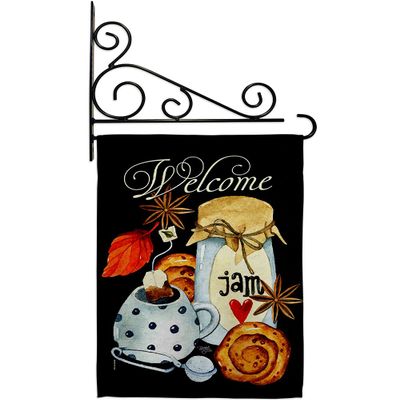 Breeze Decor Sweet Teatime Garden Flag Set Wall Holder Beverages Coffee & Tea Latte Capucchino Expresso Drink Cream Cup Teapot House Decoration Banner Small Yard Gift Double-Sided, Made in USA