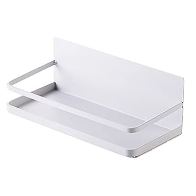 boxfan Stainless Steel Magnetic Shelf Strong and Durable for Refrigerator Spice Storage Kitchen Organizer Kitchen Seasoning Rack (White)