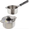 Wahei Freiz Tsubamesanjo EM-028 Removable Handle Pot, Set of 2, 5.5 inches (14 cm), 6.3 inches (16 cm), Stainless Steel, Induction Compatible view 1