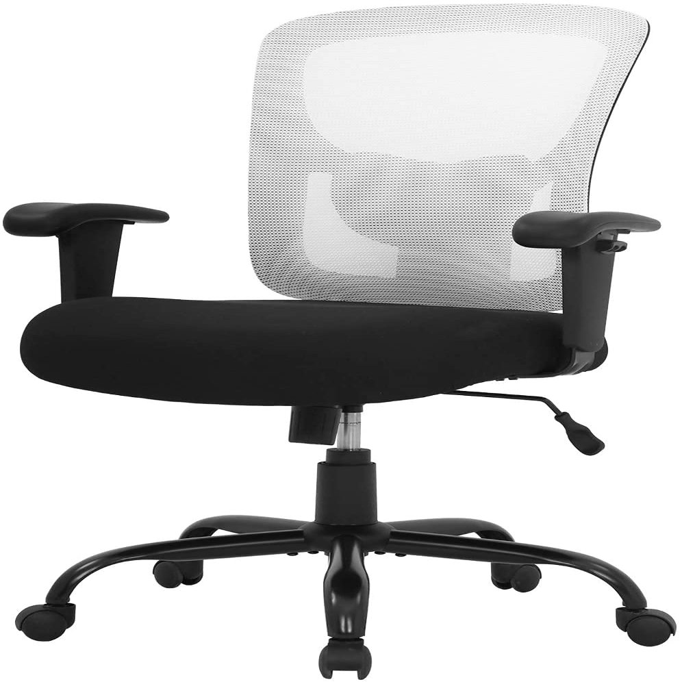 Better Choicet Big and Tall Office Chair 400 lbs Wide Seat Desk Chair, Computer Chair with Lumbar Support and Adjustable Armrest, Mesh Ergonomic Rolling Swivel Task Chair (White), Basic model