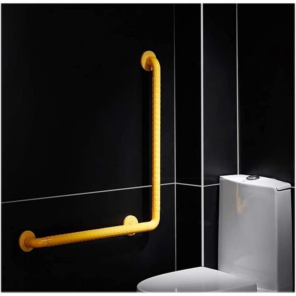 LUOFDCLDDD Safety Grab Bar L-Shaped Corner Toilet Shower Non-Slip Bathroom Wall Hanging Elderly Disabled Accessible Handle,White,60Cm40Cm Grab Bar for Toilet/Yellow/6040Cm