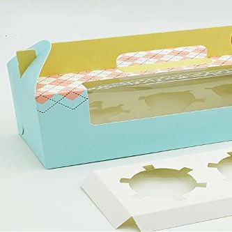 Crysdaralovebi 20 Pcs Cupcake Box with Window Handle Circus Unicorn Roll Cake Kraft Paper Gift Box Packaging Party Favor Wedding Cake Boxes (3-2)
