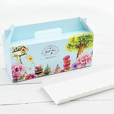 Crysdaralovebi 20 Pcs Cupcake Box with Window Handle Circus Unicorn Roll Cake Kraft Paper Gift Box Packaging Party Favor Wedding Cake Boxes (11-2)
