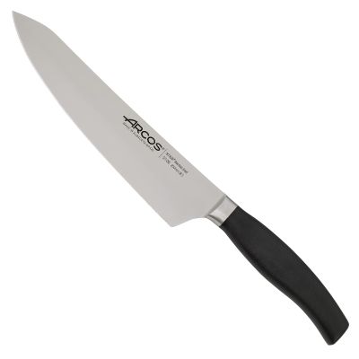 Arcos Forged Chef Knife 8 Inch Stainless Steel Blade 200 mm. Professional Kitchen Knife. Injected Polypropylene POM Handle. Ideal for World-Class Chefs. Clara Series. Black Color.
