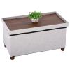 Ao Lei 30 Inches Storage Ottoman Bench, Storage Bench with Wooden Legs for Living Room Folding Ottoman Foot Rest Removeable Lid for Bedroom End of Bed, Linen Fabric view 1