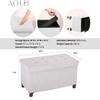Ao Lei 30 Inches Storage Ottoman Bench, Storage Bench with Wooden Legs for Living Room Folding Ottoman Foot Rest Removeable Lid for Bedroom End of Bed, Linen Fabric view 3