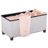 Ao Lei 30 Inches Storage Ottoman Bench, Storage Bench with Wooden Legs for Living Room Folding Ottoman Foot Rest Removeable Lid for Bedroom End of Bed, Linen Fabric view 4