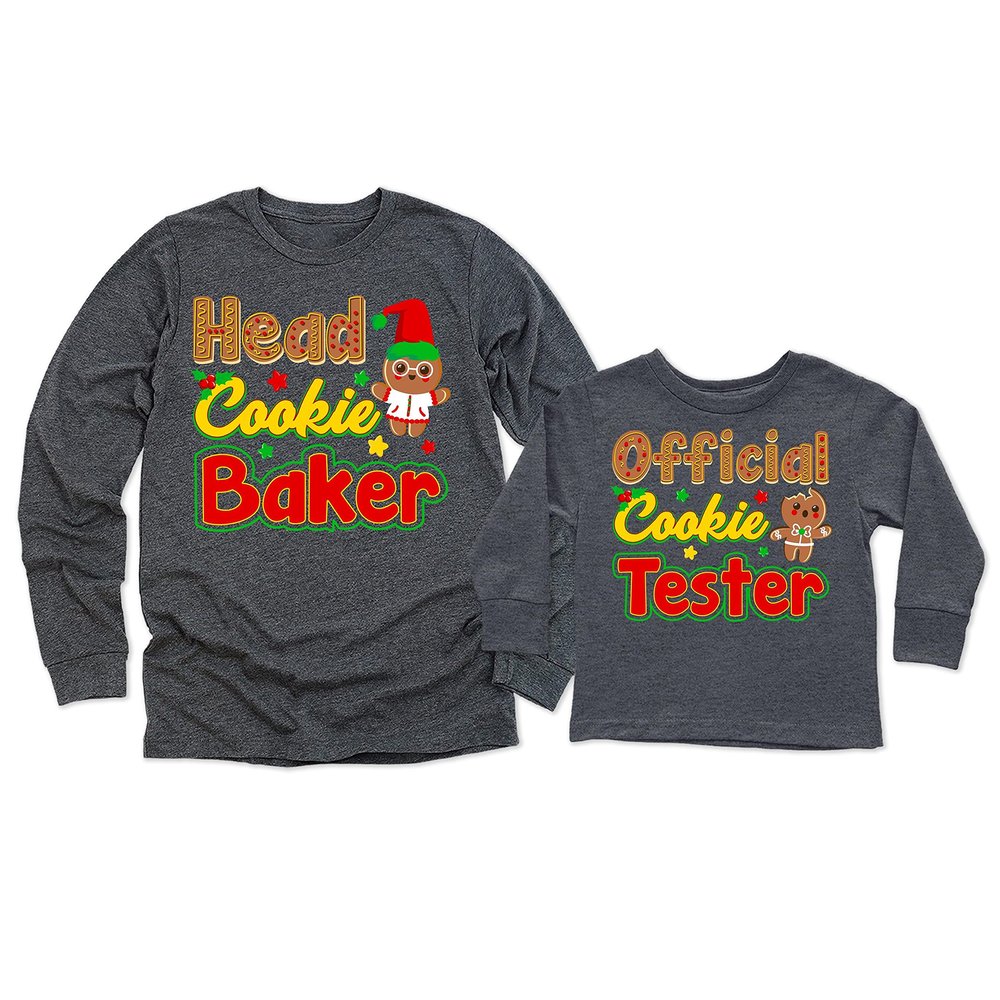 Head Cookie Baker Official Cookie Tester Christmas Women Long Sleeve Shirt Dark Grey Heather
