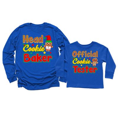 Head Cookie Baker Official Cookie Tester Christmas Women Long Sleeve Shirt Royal
