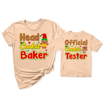 Head Cookie Baker Official Cookie Tester Christmas Women T-Shirt Peach