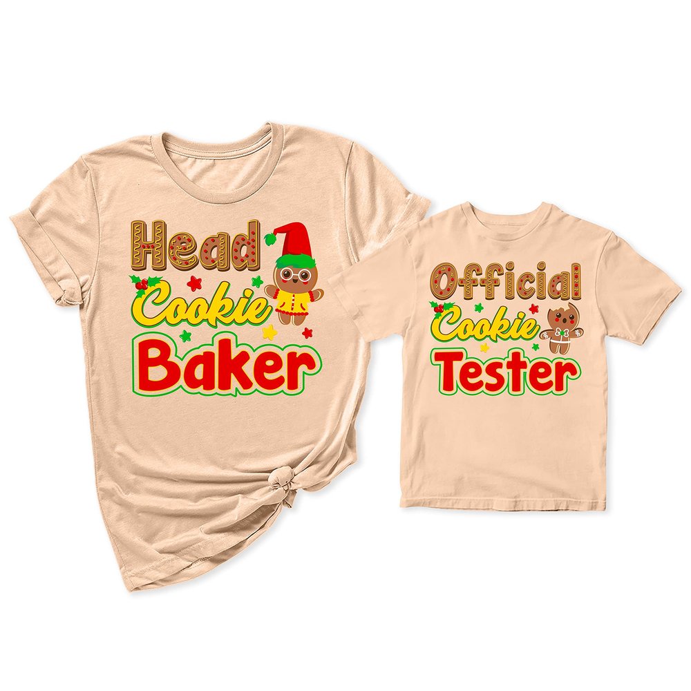 Head Cookie Baker Official Cookie Tester Christmas Women T-Shirt Peach