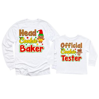 Head Cookie Baker Official Cookie Tester Christmas Women Long Sleeve Shirt White