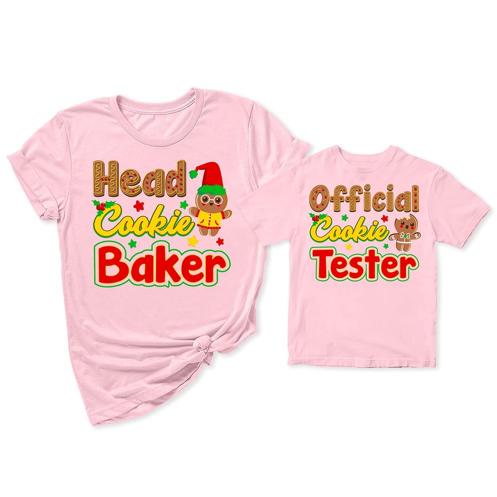Official Cookie Tester Head Cookie Baker Christmas Women T-Shirt Pink