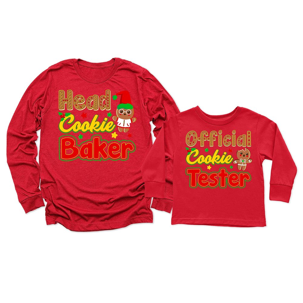 Head Cookie Baker Official Cookie Tester Christmas Women Long Sleeve Shirt Red