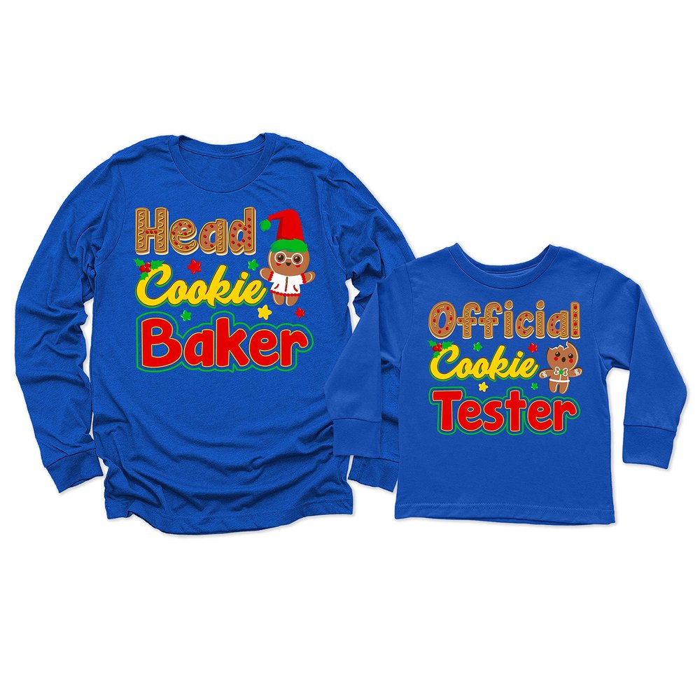 Head Cookie Baker Official Cookie Tester Christmas Youth Girl Long Sleeve Shirt Royal