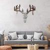ACEVER Home Collection Nordic Elk Deer Metal Wall Dcor Art Reindeer Sculpture Silhouette Craft for Garden, Yarn, Living Room 3D Metal Mural Ornament (300 * 260mm) view 2