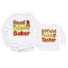Head Cookie Baker Official Cookie Tester Christmas Youth Girl Long Sleeve Shirt White view 1