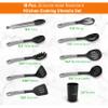 10-Piece Kitchen Cooking Utensils Set - Non-stick Heat Resistant Silicone Kitchen Gadgets Cookware Tools, Cooking Utensils Set with Holder, Pots & Pans Accessories - NutriChef NCUTL10GD (Silver/Black) view 2